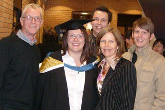 Vicky Woollaston with her Dad, Mother-in-law, boyfriend and brother-in-law