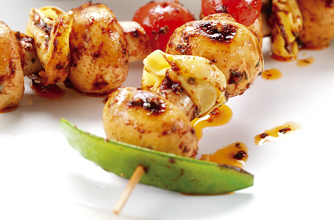 Mushroom & tortellini kebabs Mushroom & tortellini kebabs