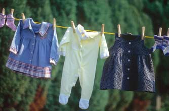 Baby clothes on a washing line