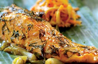 Steamed salmon parcels Steamed salmon parcels