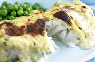 Creamy cod rarebit with Edam