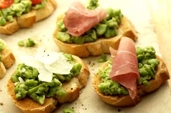 Broad bean crostini