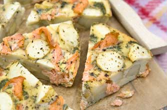 Smoked salmon and potato tortilla