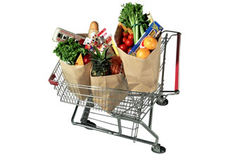 Trolley, shopping bags