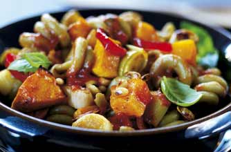 Squash, leek and pine nut trottole pasta recipe Squash, leek and pine nut trottole pasta recipe