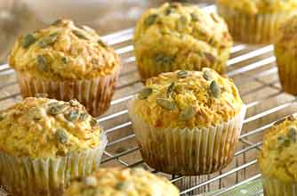 Pumpkin, cheese and chive muffins