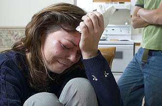 A woman suffering from domestic violence