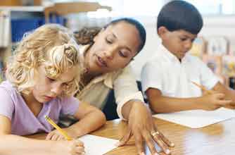 Child getting help from a teacher_photolibrary