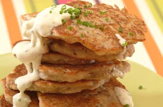Savoury banana drop scones with cream cheese and chives