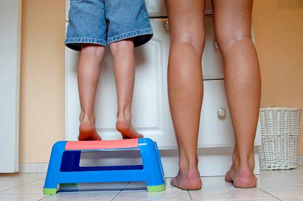 A child standing on a step