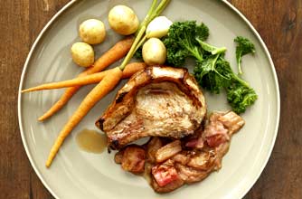 Antony Worrall Thompson's pork chops with rhubarb