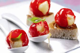 Brie-filled sweet peppers