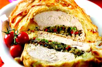 Turkey and wild mushroom en croute