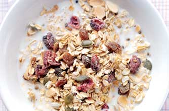 Fruit granola with rhubarb