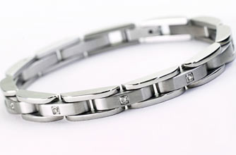 Diamond-and-stainless-steel-bracelet