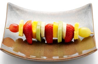 Fruit kebabs with chocolate sauce_Fairy