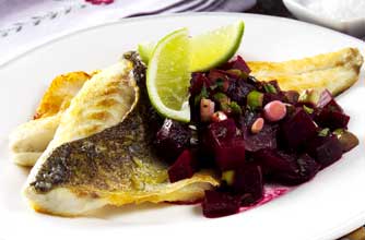 Sea bass with beetroot salsa Sea bass with beetroot salsa