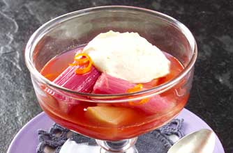 Poached rhubarb with orange mascarpone