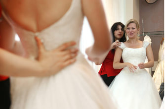 Wedding dress shop fitting