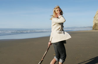 Woman running on the beach