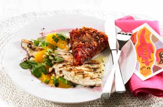 Seabass with beetroot rosti recipe Seabass with beetroot rosti recipe