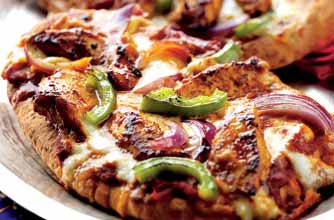 Naan bread chicken pizzas Naan bread chicken pizzas