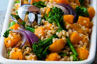 Butternut, barley and broccoli salad