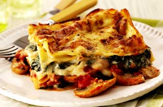 Cheat's mushroom and spinach lasagne
