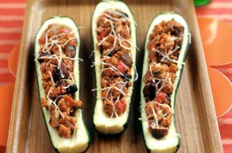 Loyd Grossman's tomato and almond-stuffed courgettes