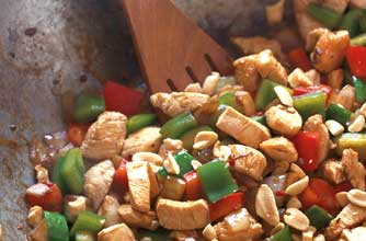 Stir-fried chicken with peanuts and cucumber
