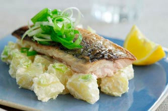 Grilled mackerel and horseradish salad