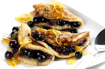 Blueberry and marmalade pancakes