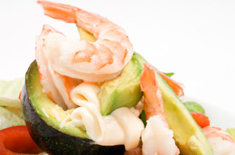 Avocado and prawns