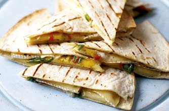 Ainsley's brie and grape quesadillas recipe Ainsley's brie and grape quesadillas recipe