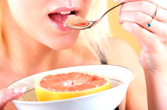A bowl of Grapefruit