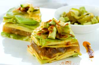 Marinated seabass with avocado and paprika