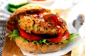 Hawaiian pork burgers with sweet and sour pineapple relish