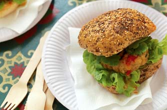 Bill Granger's lime and lemongrass chicken burger