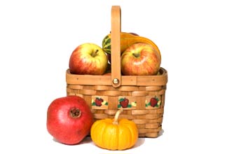 Pumpkin, apple, pomegranate and squash
