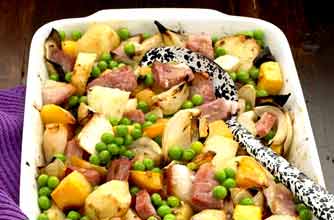 Roasted roots with gammon recipe Roasted roots with gammon recipe