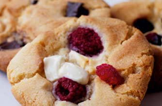 Carnation raspberry and white chocolate cookies
