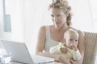 A mum working from home after finishing maternity leave