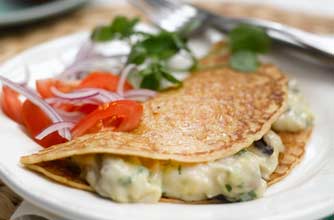 Weight Watchers leek, mushroom and cheese pancakes