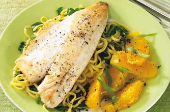 Sea bass with orange and tarragon salad Sea bass with orange and tarragon salad