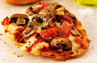 Mushroom and salami pizzas