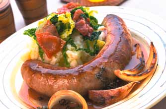 Cumberland sausage and mash Cumberland sausage and mash