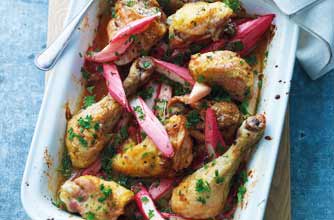The Nordic Diet chicken with baked rhubarb