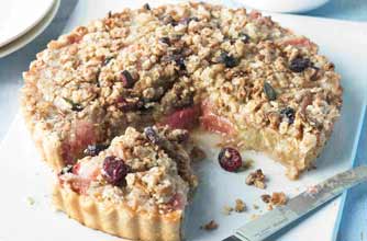 Whole rhubarb crumble tart