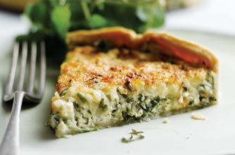 Watercress and Cheddar cheese tart