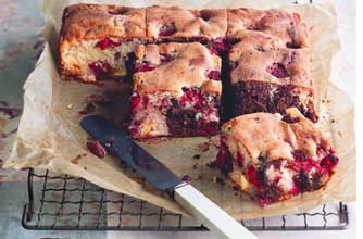 Essentials magazine, very berry chocolate tray bake Essentials magazine, very berry chocolate tray bake